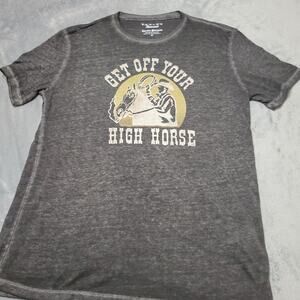 Lucky Brand Shirt Mens M Venice Black Burnout Get Off You High Horse Graphic Tee